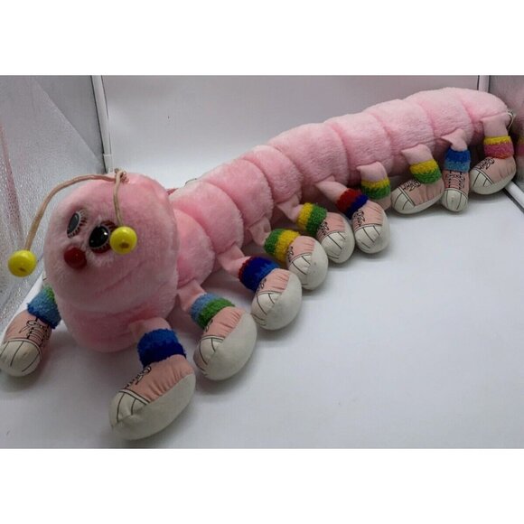 LOTS-A-LOTS-A-LEGGGGGGS Vintage 1984 Pink Caterpillar Plush 20 Legs Feet 80s - Picture 1 of 13